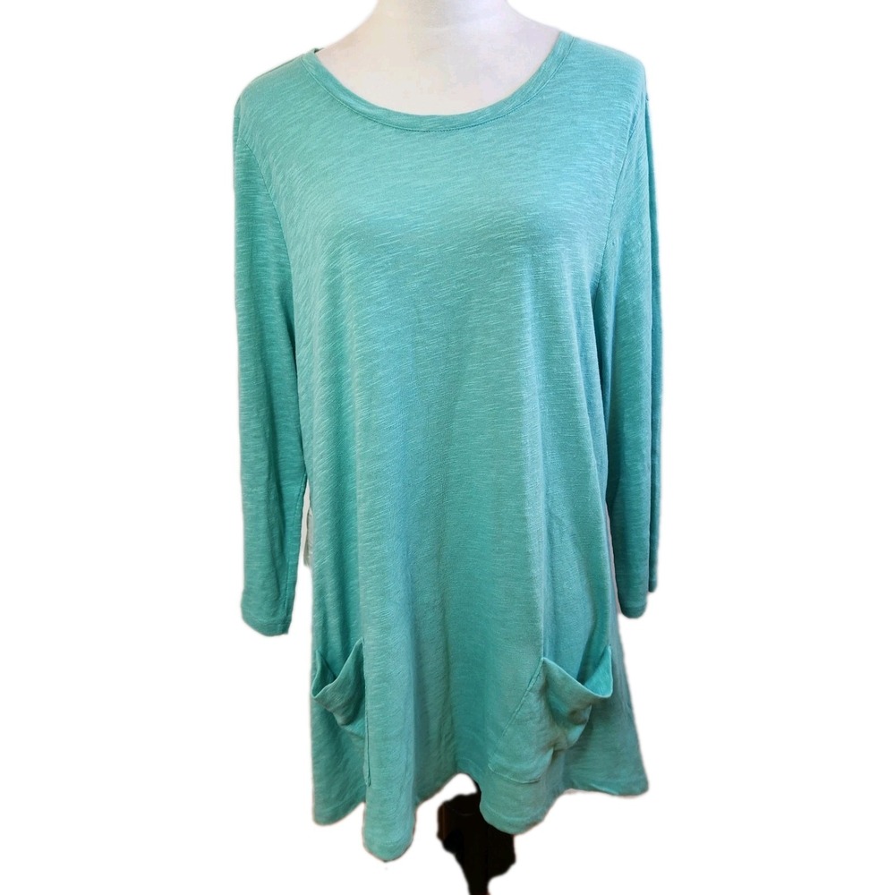 NWT LOGO Lori‎ Goldstein Shirtail Tunic Top Sz XL Handkerchief Hem Laganlook NEW